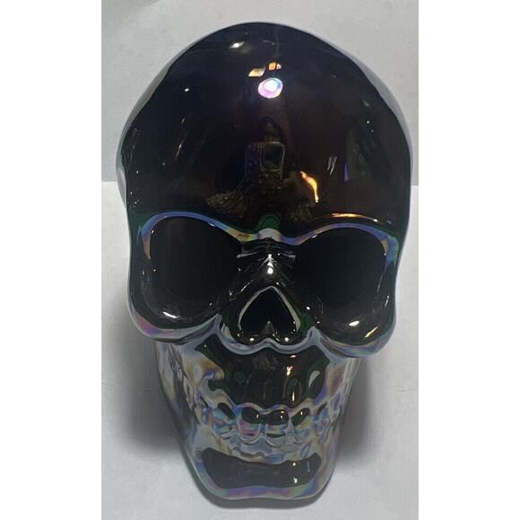 -HALLOWEEN SKULL decor Dark Iridescent Reflective Skull Figurine - Picture 10 of 14
